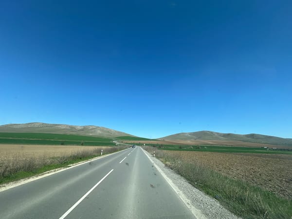Clear day captured on rural road near Isperihovo, Bulgaria