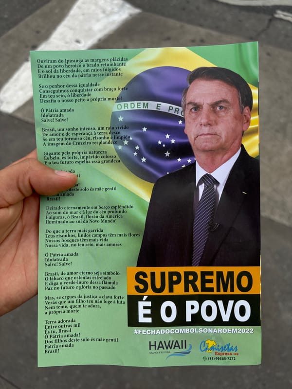 Political demonstration with banners held near São Paulo art museum
