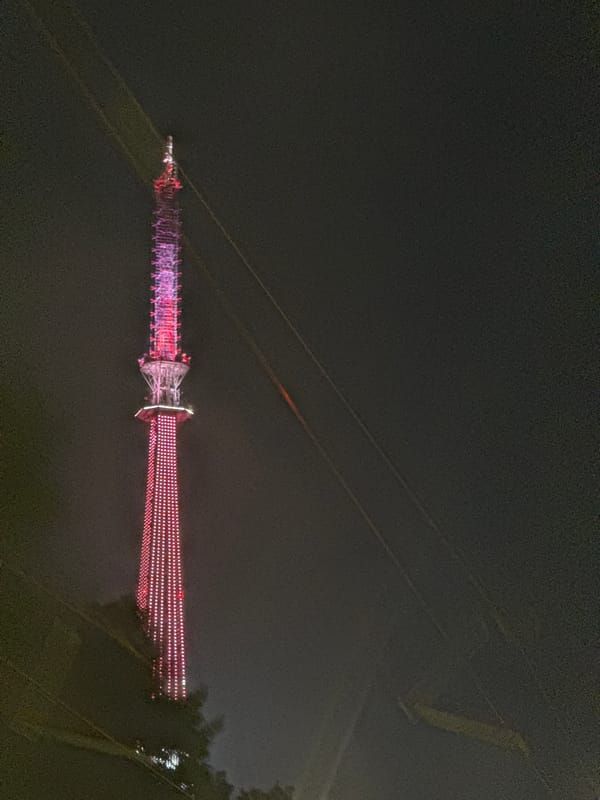 TV Tower Displays Pink-Red Light Pattern in Nizhny Novgorod