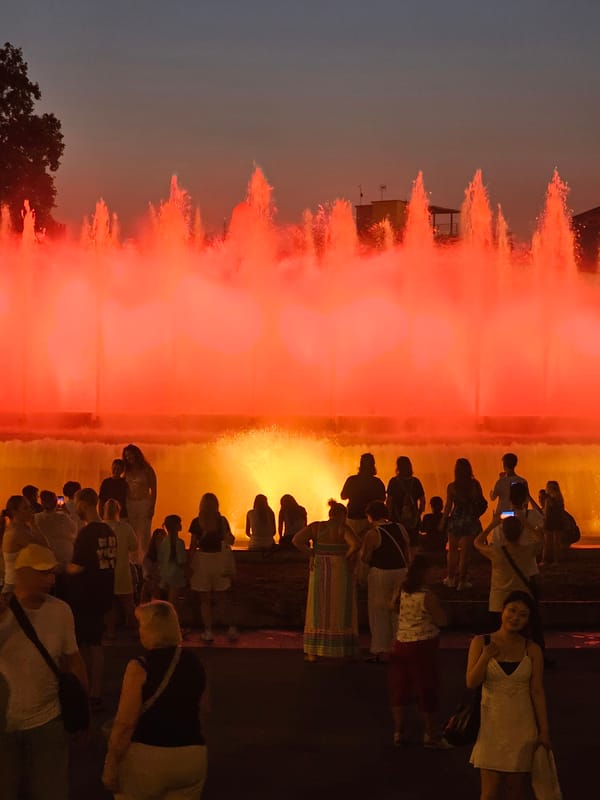 Barcelona's Magic Fountain light show draws a big crowd