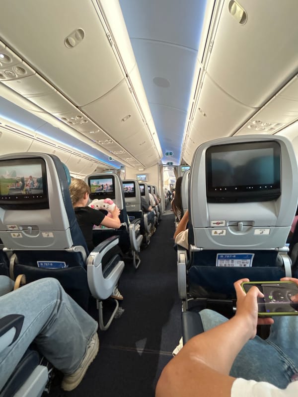 Cabin scenes from a passenger flight over Israel