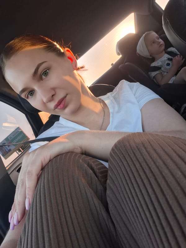 Family car journey documented in Гаревая, Russia