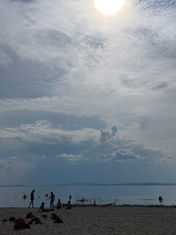 A summer morning at the beach in Krasnoturansk, Russia.