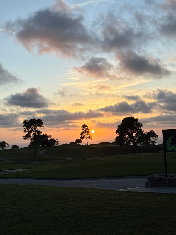 Sunset observed over Torrey Pines golf course in San Diego