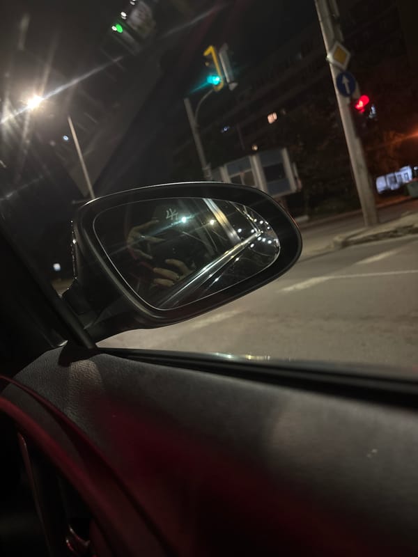Nighttime traffic scene captured in Sofia, Bulgaria