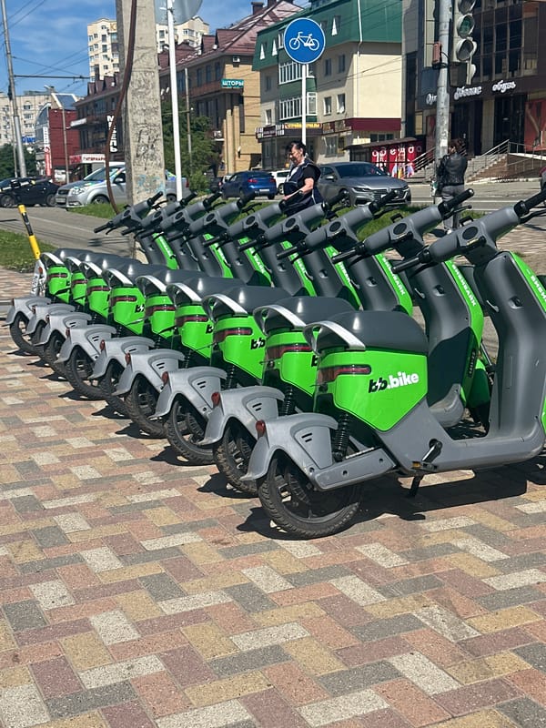 Electric scooter sharing fleet spotted in sunny Stavropol