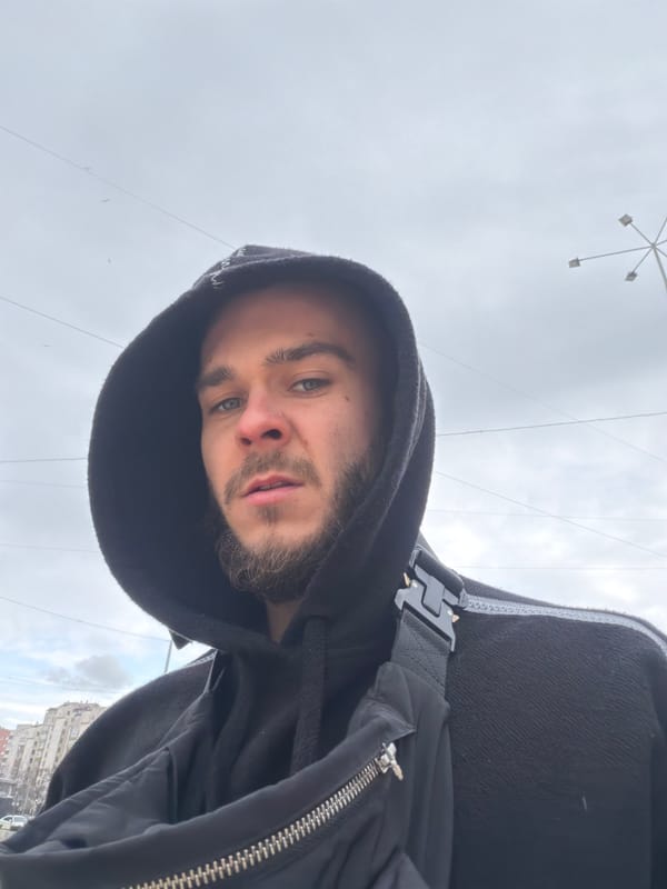 Man takes selfie in Pernik, Bulgaria