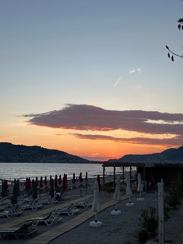 Sunset beach scene documented in Alanya, Turkey