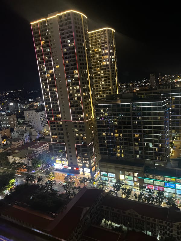 Rooftop dining and city views in nighttime Nha Trang