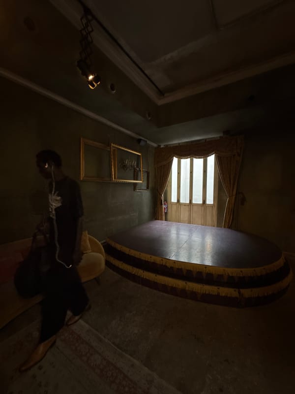 Person photographed in ornate dimly lit room in Madrid