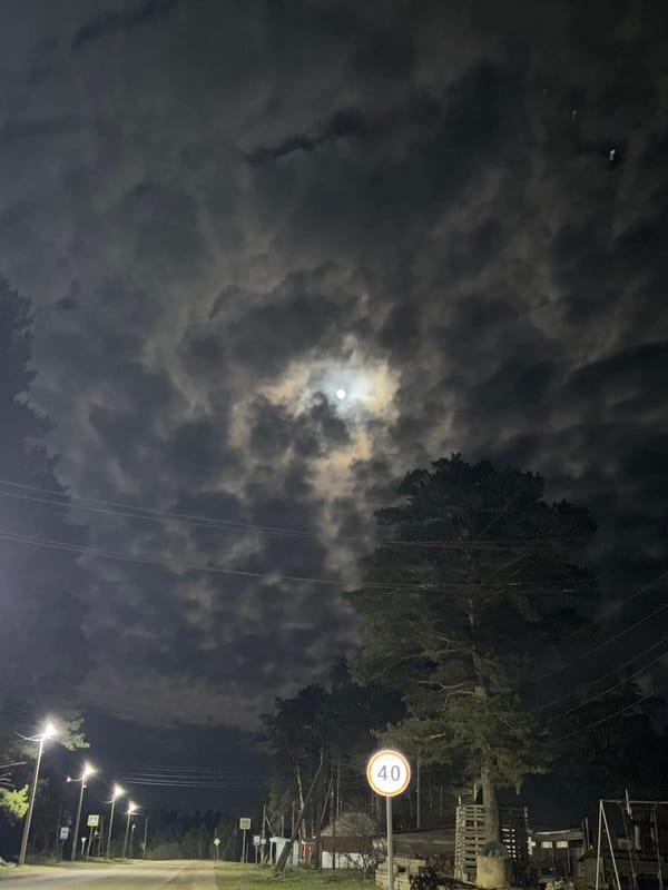 Moonlit night scenes captured in Rusalevka, Russia