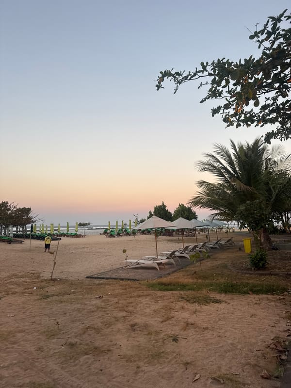 Sunset hours at a Kuta Selatan beachfront resort