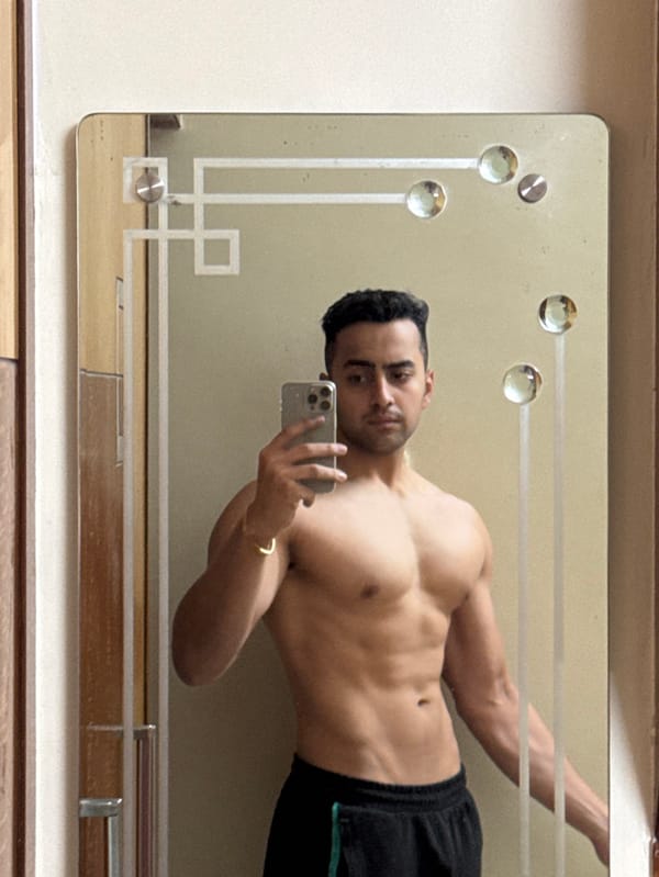 Late-night fitness selfie session documented in Kolkata bathroom