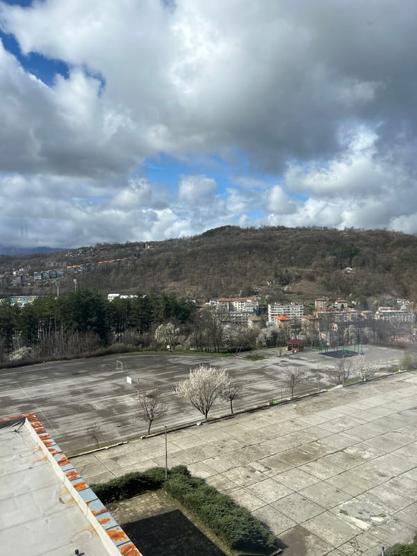 Elevated view captured of Gabrovo hillside residential area