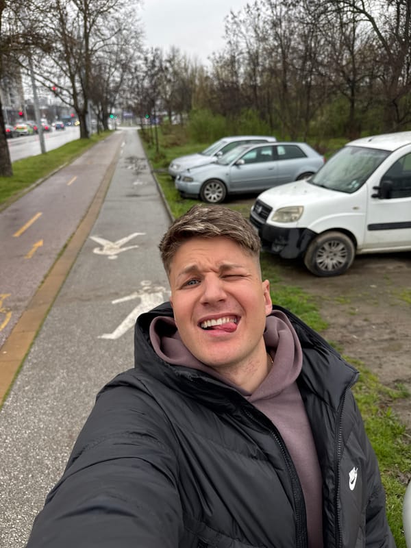 Rainy morning street scenes and selfies captured in Plovdiv