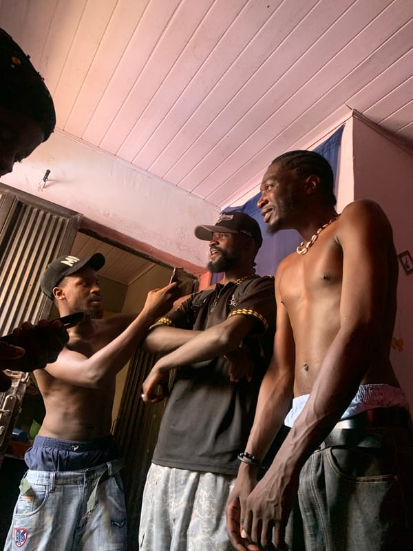Casual hangout inside a home in Agwala, Nigeria