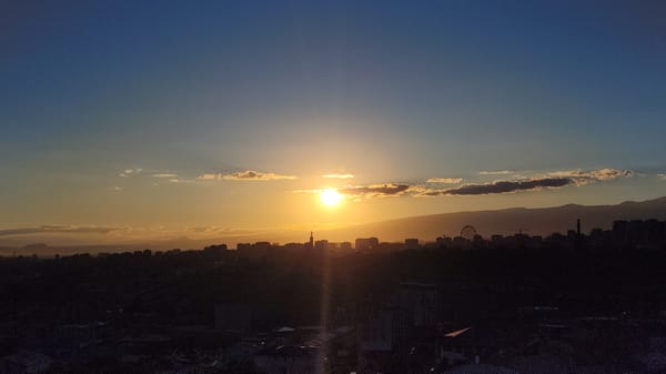 Sunset to dusk over Yerevan, ending with good night