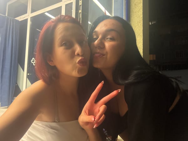 Friends goofing around on a Kardzhali night out