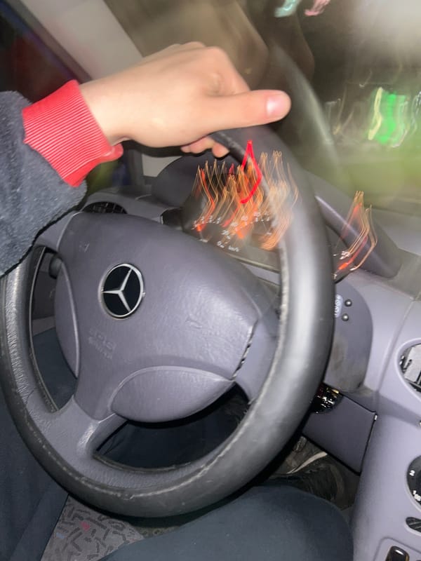 Driver photographed inside Mercedes-Benz vehicle in Pazardzhik, Bulgaria