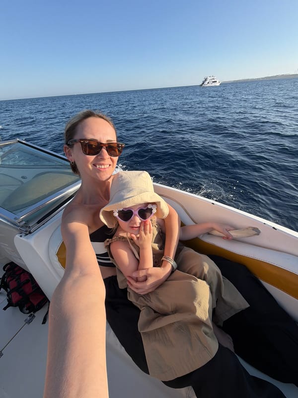 Mother and child enjoy sunny boat trip in Sharm El Sheikh