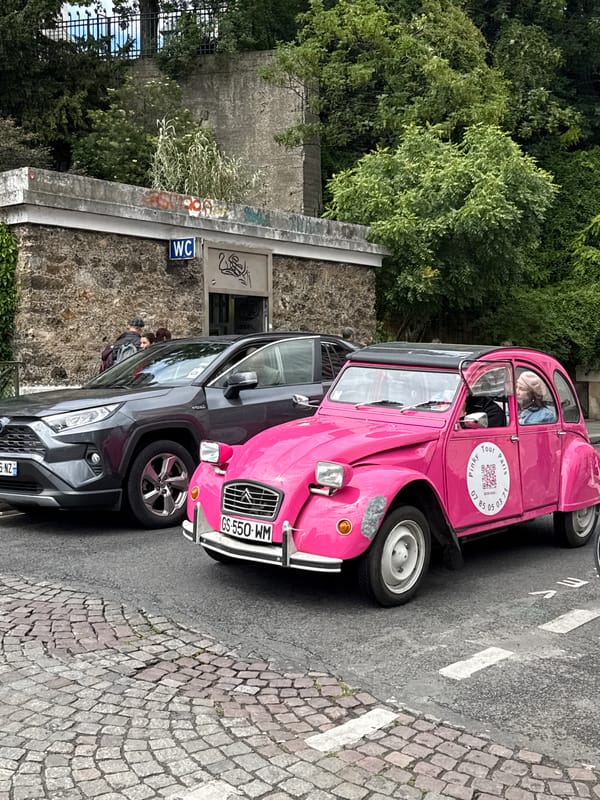 Tourist crowds gather at Sacré-Cœur, typical Paris street scenes