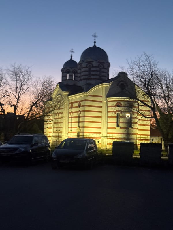 Church of St. Paraskeva photographed at dusk in Kozloduy