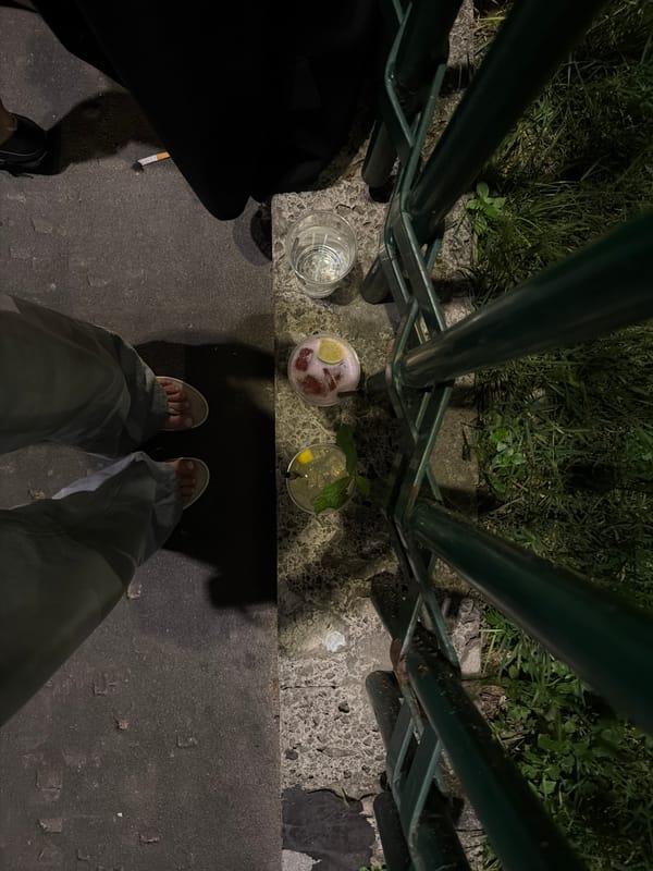 Three drinks left on ground near fence in Milan