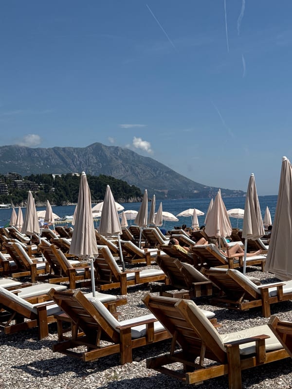 Tourist captures typical beach day scenes in Budva, Montenegro