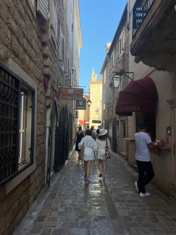 Afternoon in Budva's old town streets and cafes