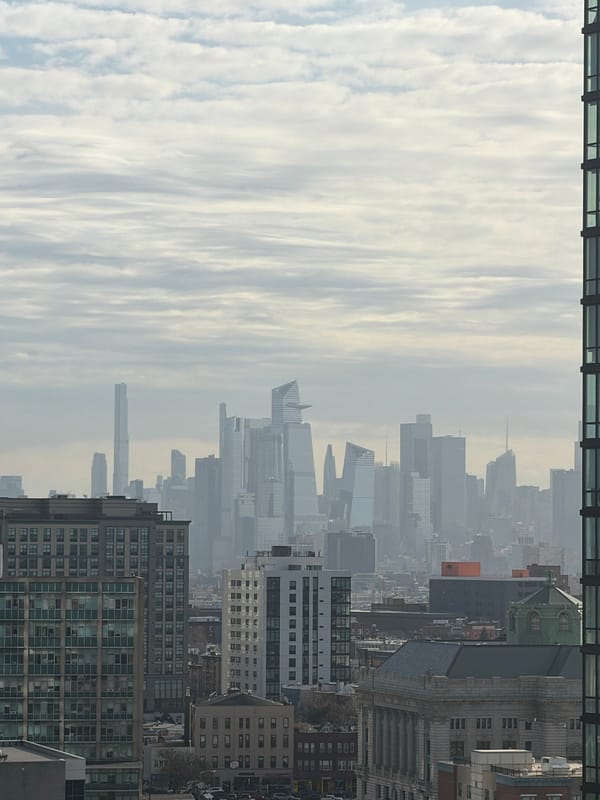 Elevated view captures Jersey City's diverse urban skyline