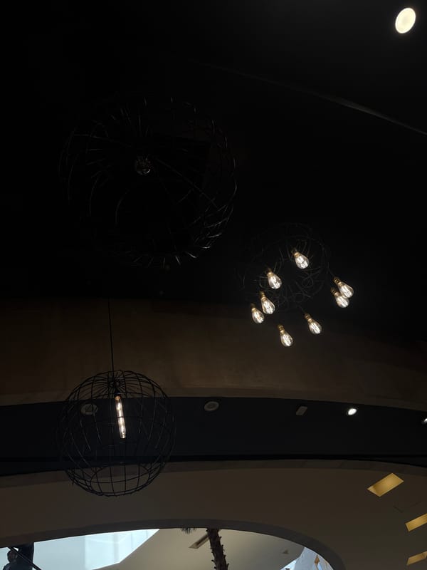 Evening documentation of OCHO30 Café and commercial spaces in Puebla