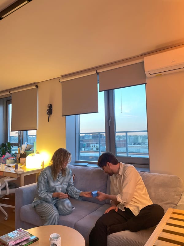 Couple enjoys quiet evening at home in Saint Petersburg apartment
