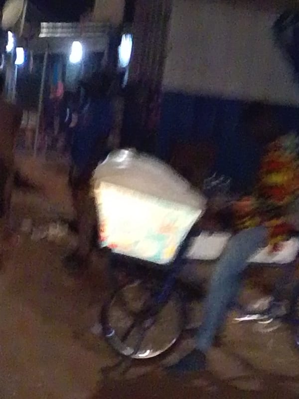 Bicycle cart spotted on Tamale street at night
