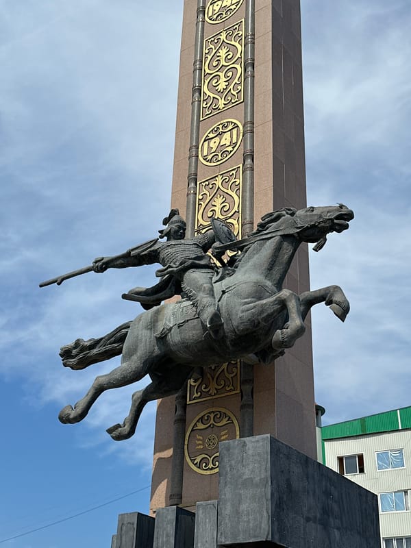 Bronze warrior on horseback monument in central Yakutsk