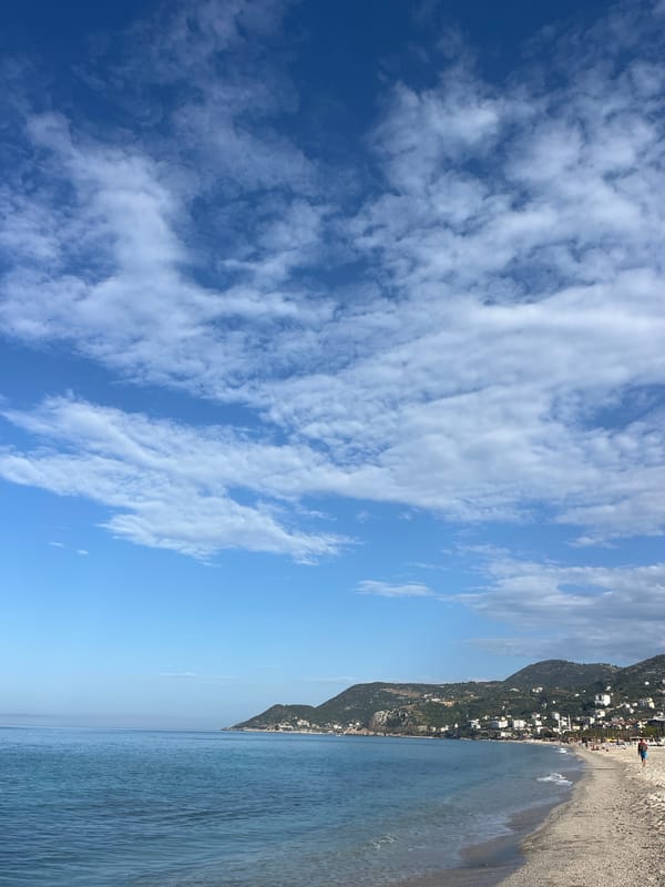 Morning beach activity documented in Alanya, Turkey