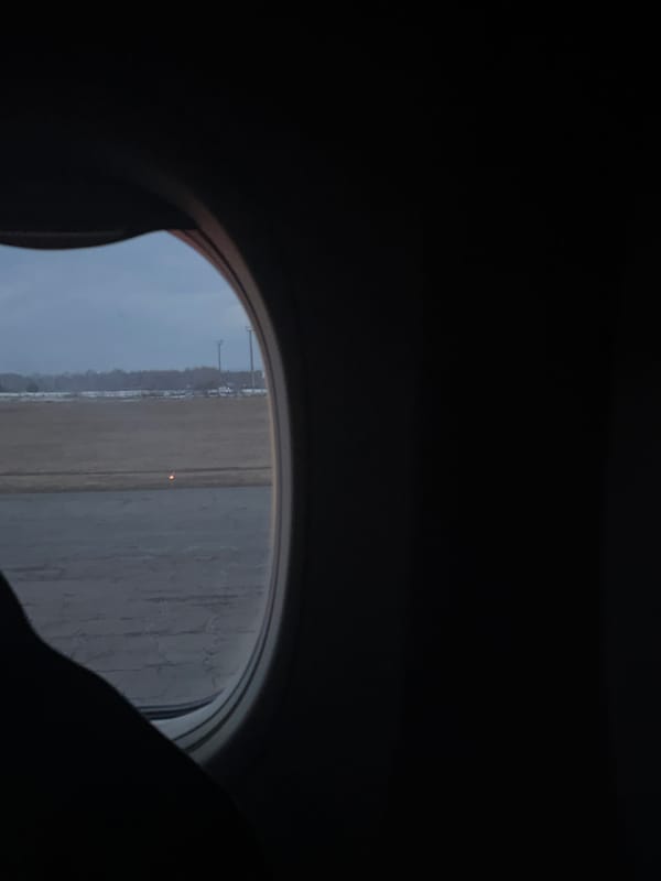 Aerial view captured from airplane window near Novoe Mart'yanovo