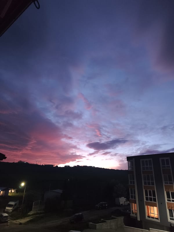 Dramatic sunset colors light up Burgas Bulgaria sky