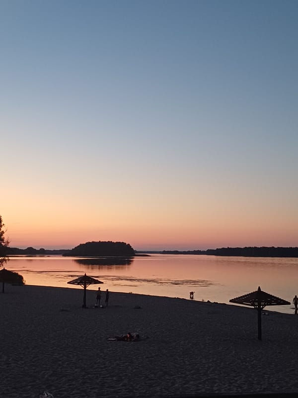 Warm sunset colors over a beach near Ukrainka, Ukraine