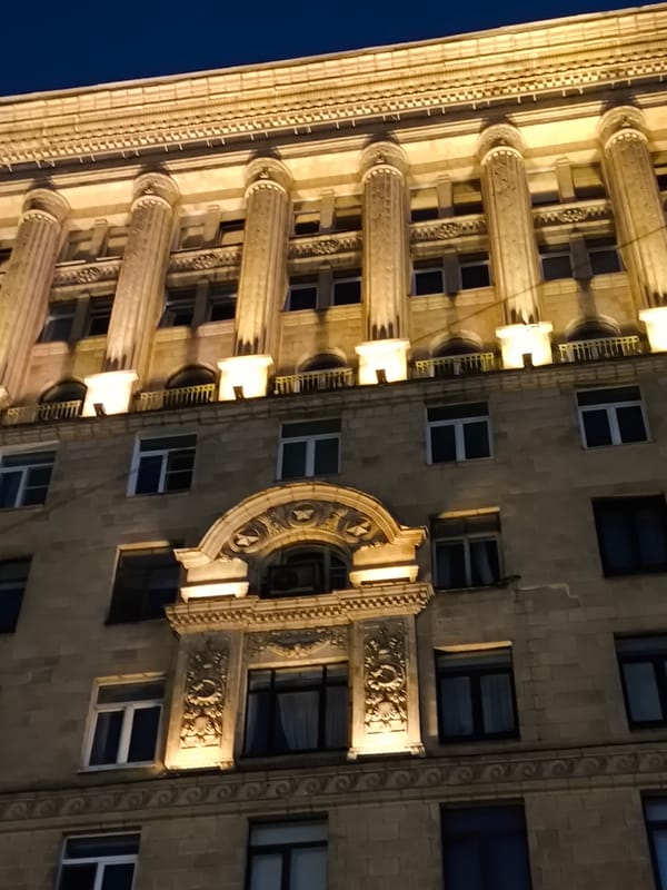 Saint Petersburg's historic architecture at night, classical to Soviet