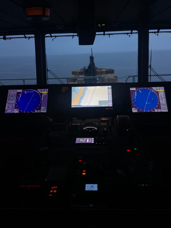 Ship bridge documented at sea near Löttorp, Sweden