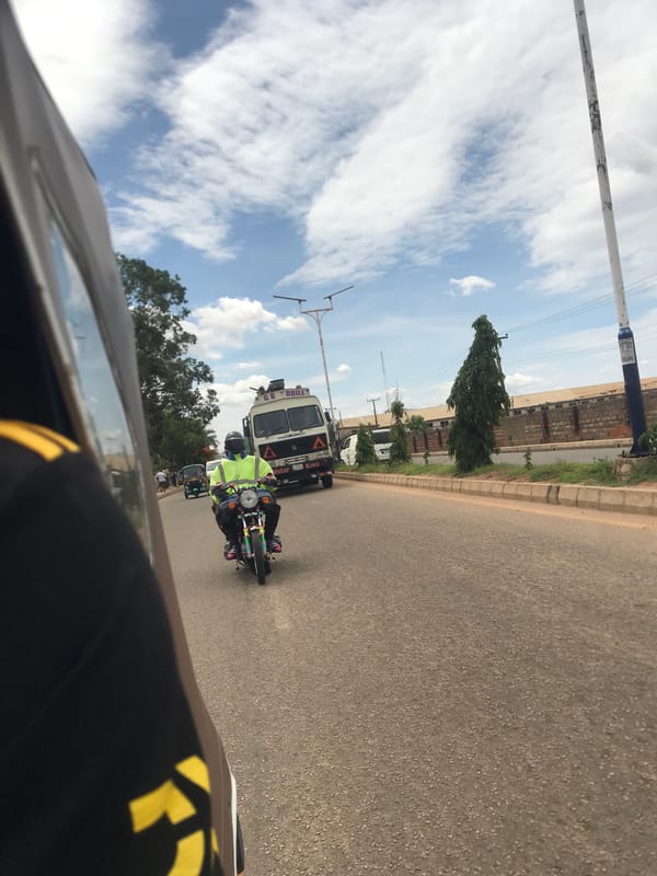 Industrial drilling rig spotted on road in New Stadium, Nigeria