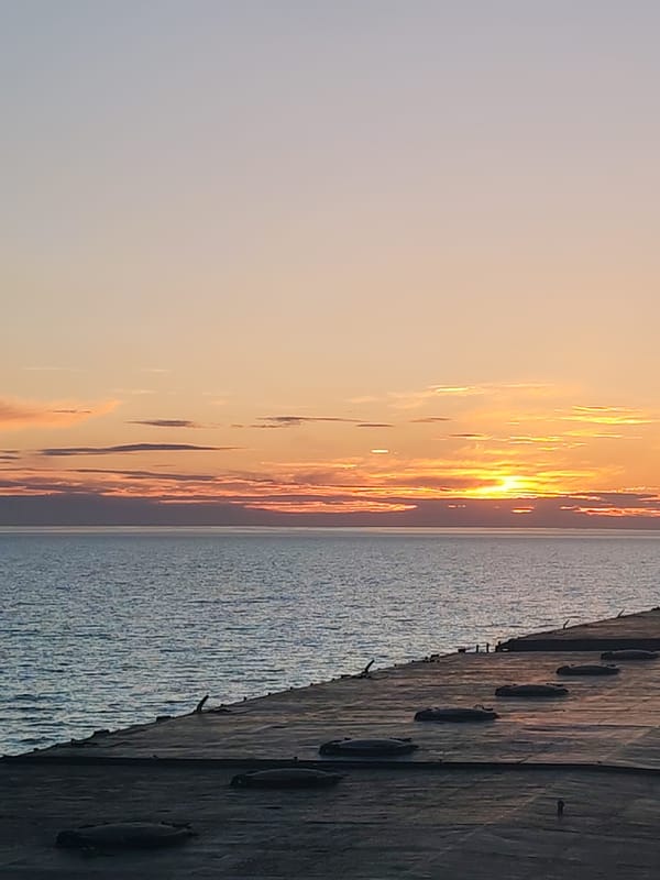 Sunset captured from vessel deck in Russian waters