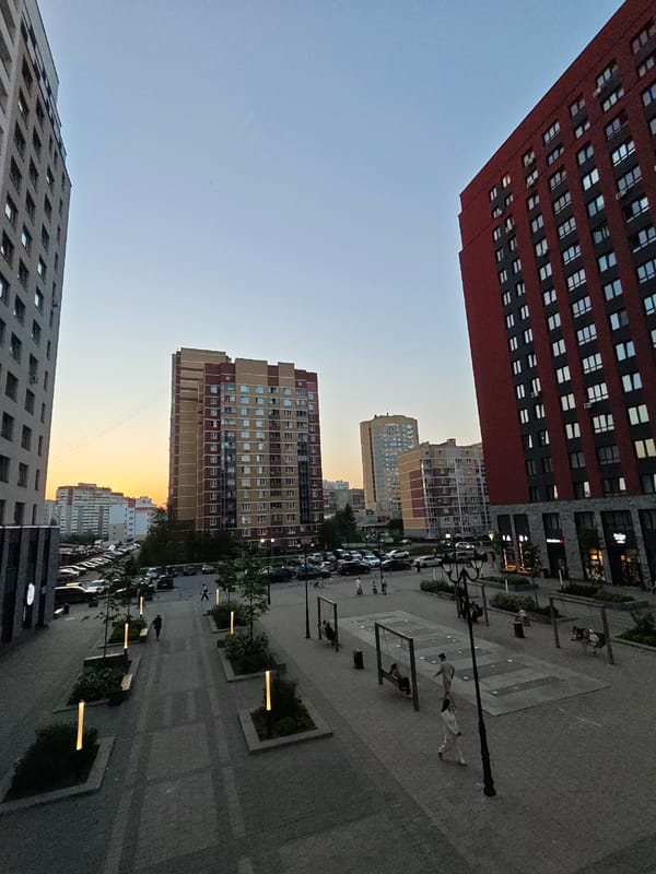 Urban landscapes and red gazebo observed in Yekaterinburg