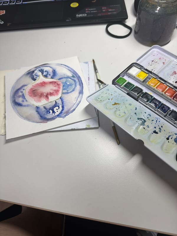 Watercolor painting session at a Dongducheon desk