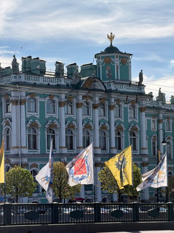 Tourist captures Saint Petersburg landmarks during early morning visit