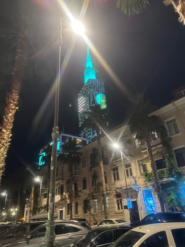 Batumi at night — landmarks, street life, and lit-up promenades