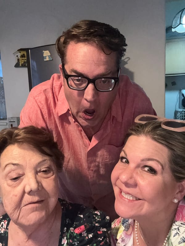 Three friends share animated moment in Mexico City