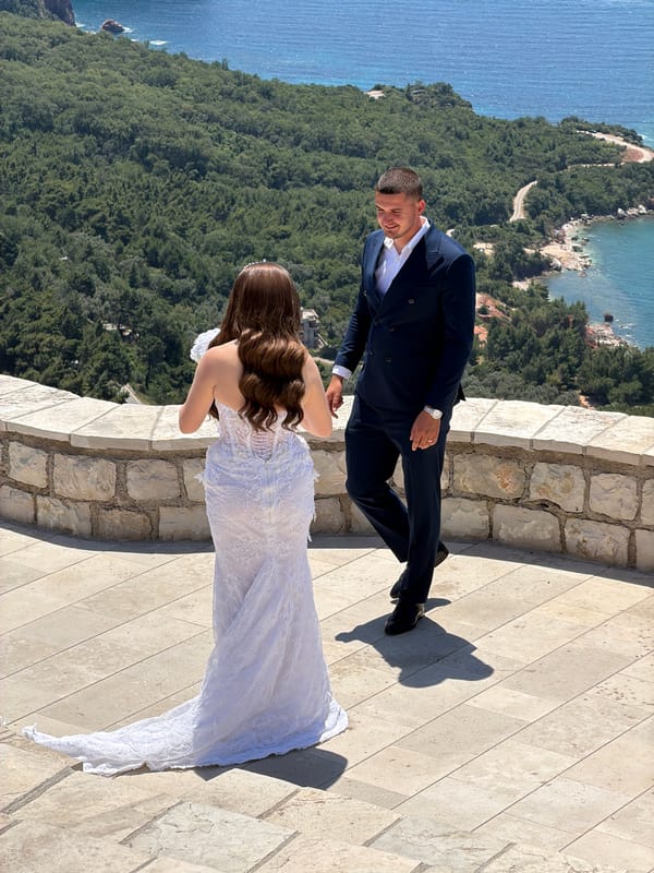 Wedding ceremony held at scenic Sveti Stefan Montenegro overlook