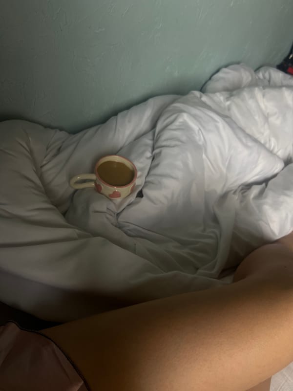 Morning coffee in bed captured by witness