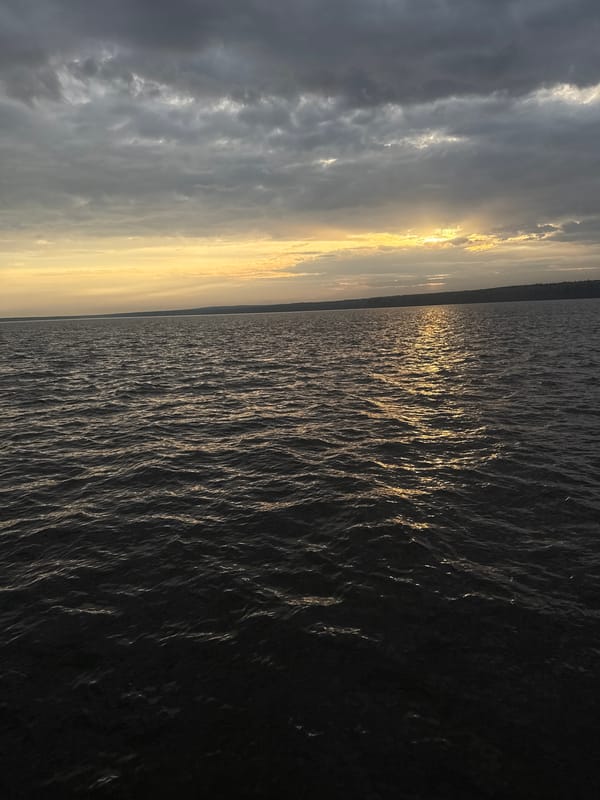 Sunset moments captured along Kama River waterfront in Chaikovsky
